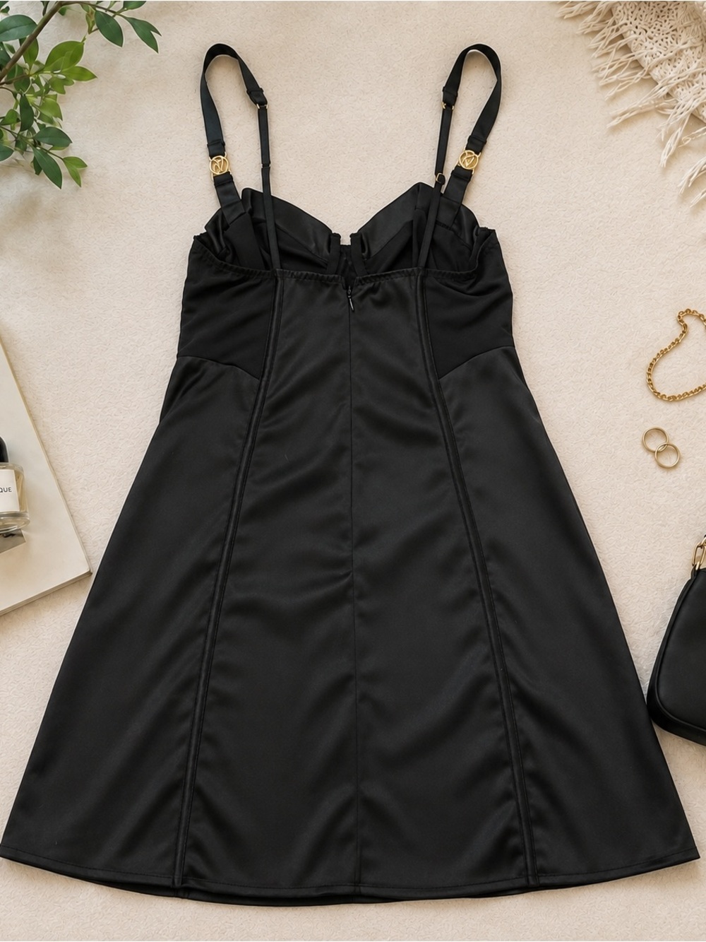 Victoria’s Secret Y2K Black Satin Sweetheart Mini Dress M